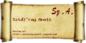 Sztáray Anett névjegykártya